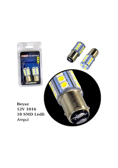 Oto Ampul 12v 1016 18 Smd Led Stop Sinyal Ampulü 2li Set Beyaz Br0403030 1 Adet