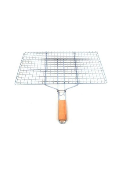 Jenerik Ahşap Saplı Mangal Izgarası Galvanizli Paslanmaz Kafes Demir 25 X 40 Cm