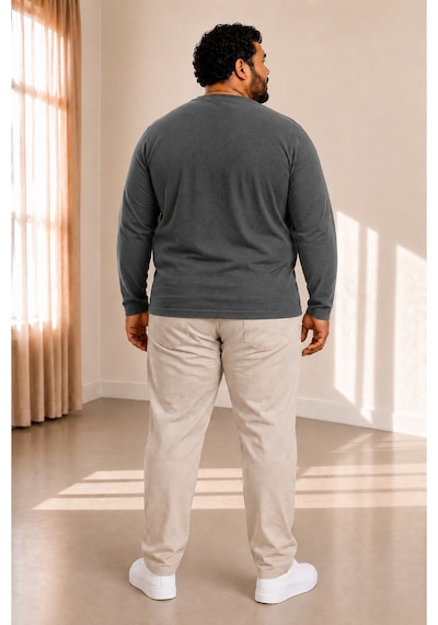 Sngl Tekstil Erkek Büyük Beden Oversize Uzun Kollu T-shirt 3xl 4xl 5xl 6xl 7xl 8xl 9xl Gri Antrasit