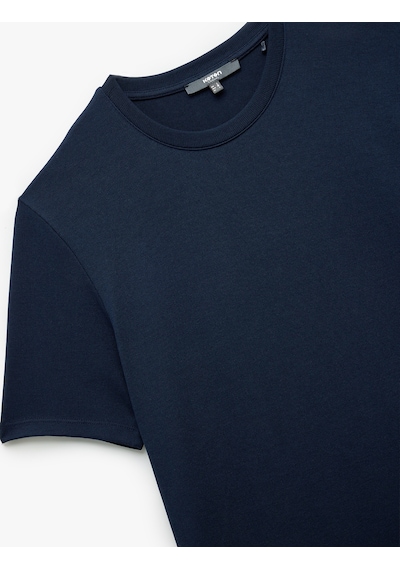 Koton Kısa Kollu Bisiklet Yaka Basic Slim Fit Tişört Lacivert 6wam10061hk Lacivert