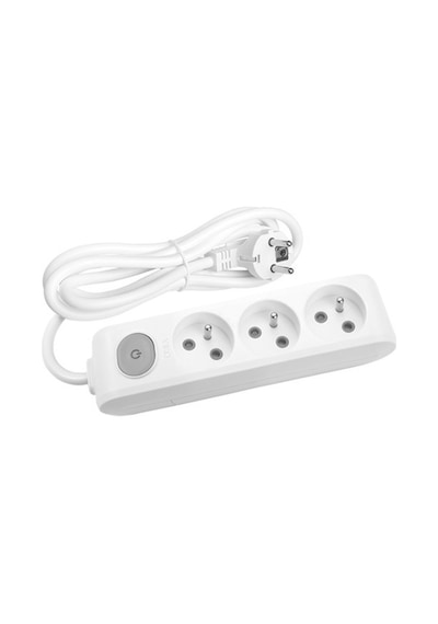 Viko 3'lü Anahtarlı Priz 3x1,5 mm Uzatma Beyaz 7 MT
