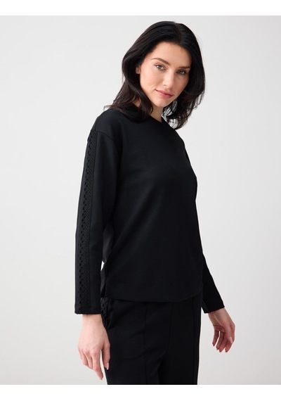 Jimmy Key Jimmy Key Siyah Rahat Kesim Bisiklet Yaka Örme Modal Sweatshirt 6sw235632900