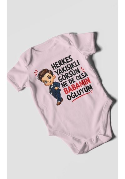 Morivokids Babaya Özel Kısa Kollu Bebek Body %100 Pamuk Zbn179-kk Bebe Pembe