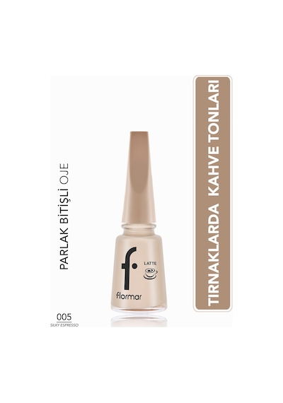 Flormar Latte Nail Enamel Yüksek Pigmentli & Parlak Bitişli Oje 005 Sılky Espresso