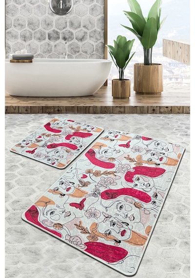 Faccia Banyo Halısı Djt 2 Li Set Banyo Paspası Kaymaz Tabanlı Klozet Takımı Çok Renkli