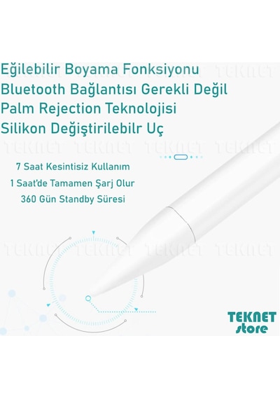 Apple Uyumlu iPad  Pro 12.9 4. Nesil 2020 Active Stylus Özel Yazı / Çizim Kalemi Palm Rejection Dokunmatik Kalem