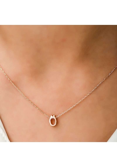 Gümüş Rose 3 Boyutlu Ö Harf Bayan Kolye - Renk: Gümüş