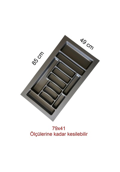 Gri Renk Çekmece Içi Düzenleyici Kaşıklık Ve Kepçelik 85x49 Cm / 78x40 Cm'e Kadar Kısaltılabilir Gri