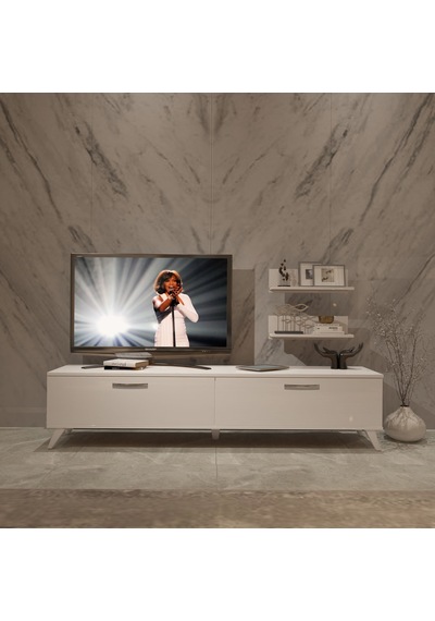 Decoraktiv Eko 4 Slm Std Retro Tv Ünitesi Tv Sehpası - Parlak Beyaz