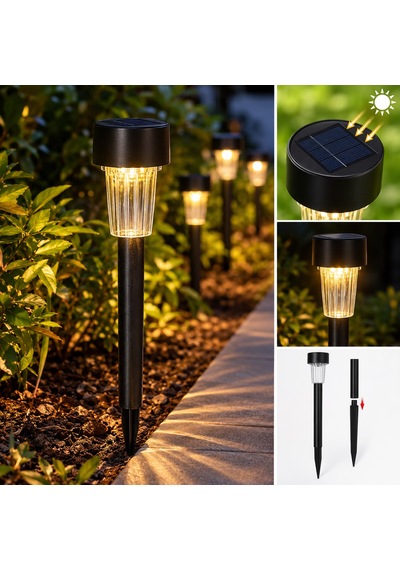 10 Adet Güneş Enerjili Gün Işığı Aydınlatma Led Dekoratif Toprak & Çime Saplama Kazıklı