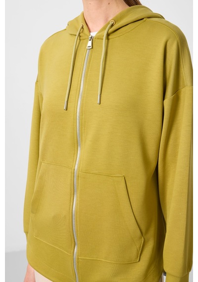 Tommylıfe Koyu Hardal Yumuşak Dokulu Kapüşonlu Oversize Kadın Tunik Sweatshirt - 97302