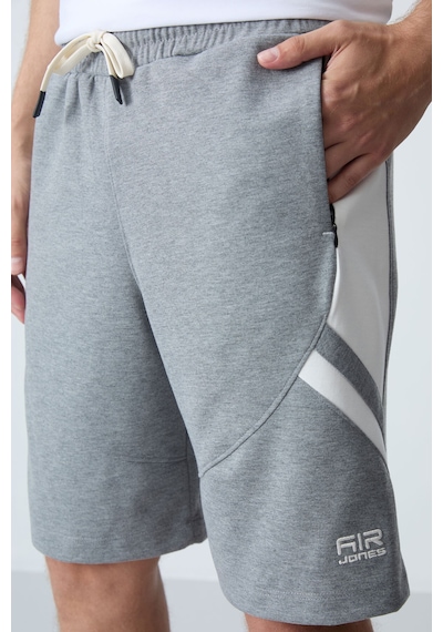 Air Jones Tommy Life Gri Melanj Pamuklu Kalın Yumuşak Dokulu Standart Fit Basic Erkek Şort - 81281 GRI MELANJ