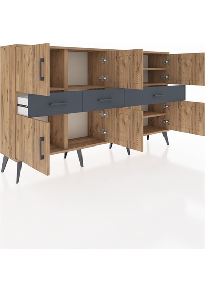 Arges Konsol 5 Raflı 3 Çekmeceli 8 Kapaklı 176x30x99 Çam-çam/antrasit Atlas Çam/antrasıt - Atlas Çam Arges Konsol 5 Raflı 3 Çekmeceli 8 Kapaklı 176x30x99 Çam-çam/antrasit Atlas Çam/antrasıt - Atlas Çam