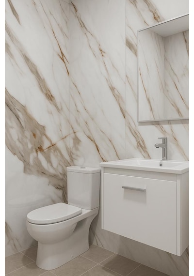 Shiny Royal Marble Mermer Desenli 60x30cm Yapışkanlı Mutfak Banyo Kaplama Duvar Paneli Kağıdı Cf-004 Çok Renkli