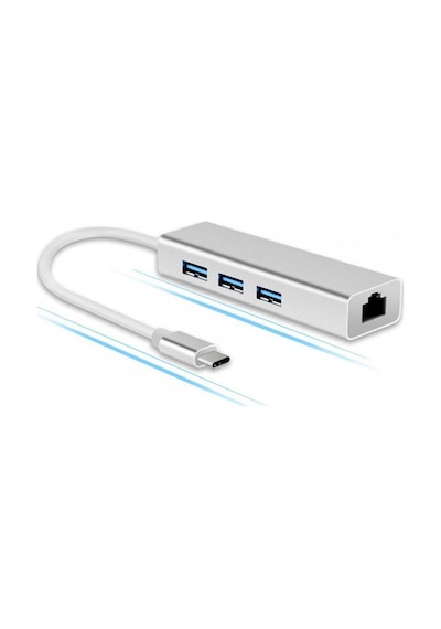 Type C To 3 Port Usb 3.0 Hub Çoklayıcı Ethernet Apple Uyumlu MacBook