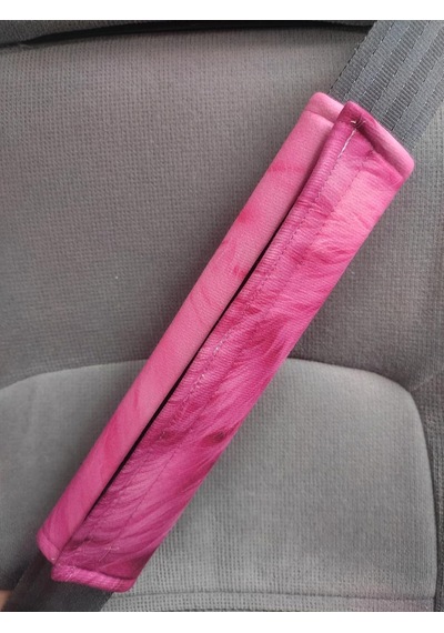 Pembe Tie-dye Desenli Emniyet Kemeri Pedi, Yumuşak Süngerli Kumaş, 26 Cm, Universal, 2 Adet