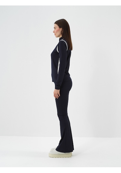 Xint Lacivert Esnek Dokulu Regular Fit Uzun Kollu Tişört 602525