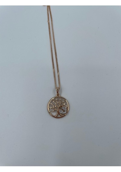 Xbaby İnce Zincirli Kalpli Rose Gold Hayat Ağacı Kolye Altın - Gümüş