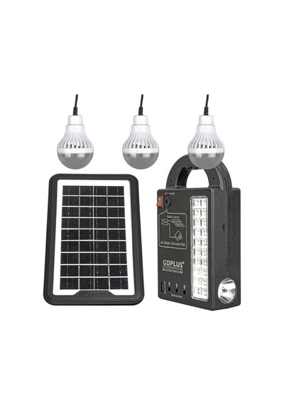 Gd-999 Güneş Enerjili Solar Aydınlatma Sistemi 3 Ampullü Powerbank Özellikli Taşınabilir Kamp Seti 1 Adet