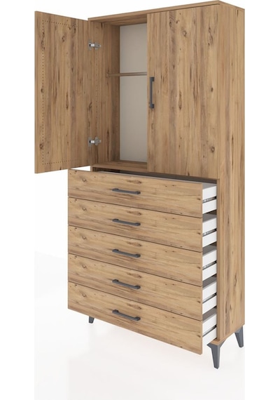 Arges Dolap Tek Raflı 5 Çekmeceli Tek Askılı 88x30x182 Çam-çam Atlas Çam Arges Dolap Tek Raflı 5 Çekmeceli Tek Askılı 88x30x182 Çam-çam Atlas Çam