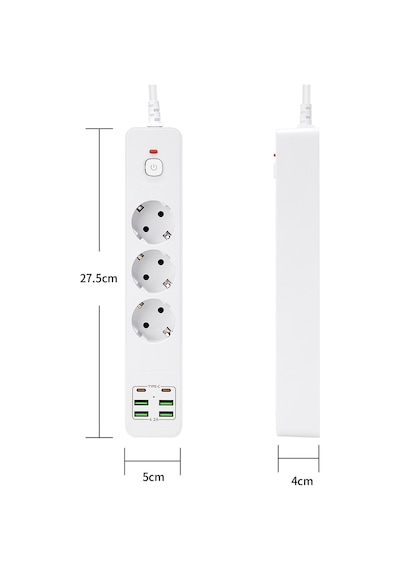 H-01 Hızlı Şarj İstasyonu 3000w 3'lü Priz 2 Metre Uzatma Kablosu