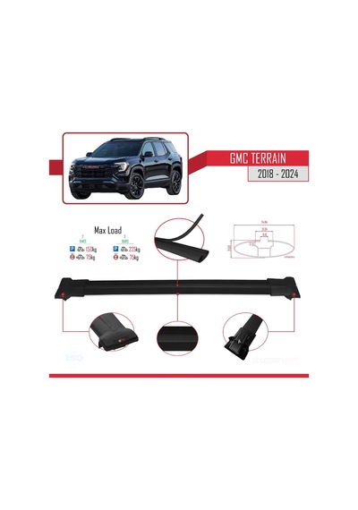 Gmc Terrain 2018-2024 Arası İle Uyumlu Fly Model Ara Atkı Tavan B