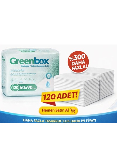 Greenbox Yetişkin Yatak Koruyucu Alt Açma Örtü 60x90 Cm 120 Adet