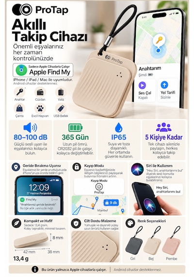 Protap Smart Tag O1 Akıllı Takip Cihazı Apple Bul Uyumlu Apple iOS Bluetooth Gps Eşya Bulucu Anahtar Çanta Valiz Cüzdan Takip Etiketi 1 Protap Smart Tag O1 Akıllı Takip Cihazı Apple Bul Uyumlu Apple iOS Bluetooth Gps Eşya Bulucu Anahtar Çanta Valiz Cüzdan Takip Etiketi 1