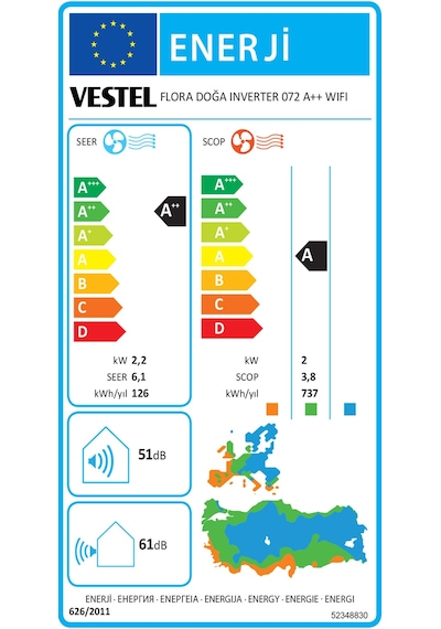 Vestel Flora Doğa Inverter 072 Wi-Fi 7000 BTU Duvar Tipi Klima