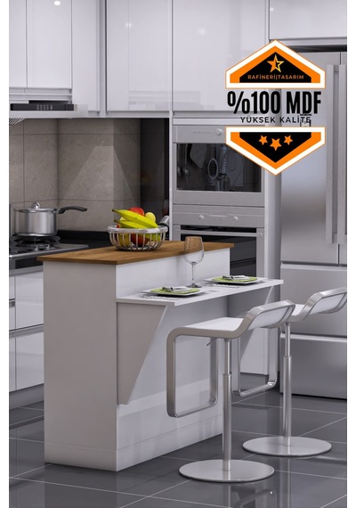 Mutfak Masası Ada Şeklinde Bar Masa Ile Birlikte Azure Mdf Ceviz Mutfak Masası Ada Şeklinde Bar Masa Ile Birlikte Azure Mdf Ceviz
