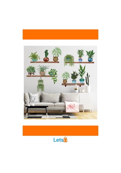 Yeşil Yapraklı Tropikal Bitkiler Duvar Stickerı 90x35 Cm 10 Adet Çok Renkli