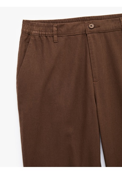 Koton Cepli Beli Lastikli Keten Karışımlı Slim Fit Pantolon Kahverengi 6sam40165hw Çikolata Kahve Koton Cepli Beli Lastikli Keten Karışımlı Slim Fit Pantolon Kahverengi 6sam40165hw Çikolata Kahve