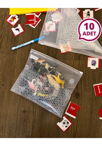 Premıum Çok Amaçlı Fermuarlı Saklama Poşeti 24.4x21 Cm 10 Adet