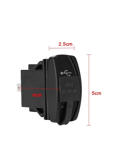 Oto Usb Şarj Söketi Marin Tip 2Li Usb 12-24V - 5V/3.1A Mavi