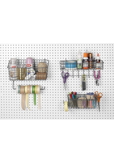 Diversified Pegboard & Duvara Monte Raf Sepeti Ve Kanca İstasyonu, 40,64 Cm U X 14,0 Cm G, Endüstriyel Gri Belirtilmemiş