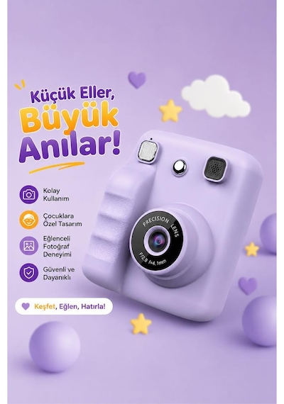 Dijital Fotoğraf Makineleri Çocuk Termal Resim Kağıt Baskılı Yazıcı Kamera Video Makinesi A29 Mor
