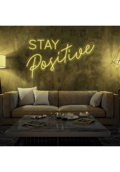 Stay Positive Yazılı Neon Tabela Sarı