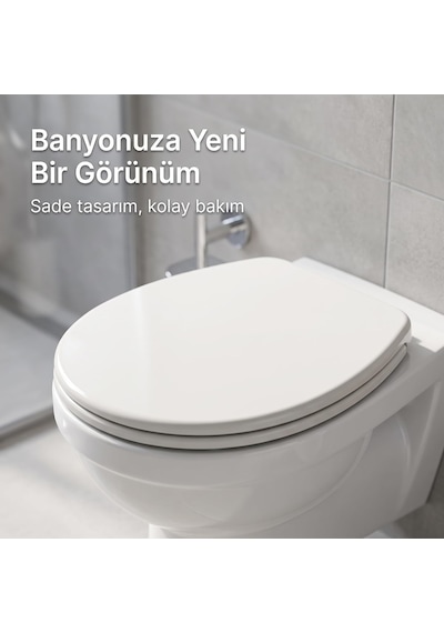 Lexroo Klozet Kapağı Beyaz Sert Plastik Standart Ölçü Montaj Aparatları Dahil Kolay Temizlenen