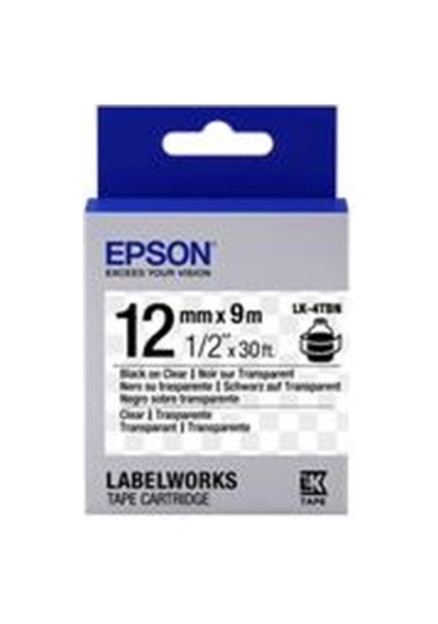 Epson Lk-4tbn Şeffaf Üzeri Siyah 12mm 9metre Etiket