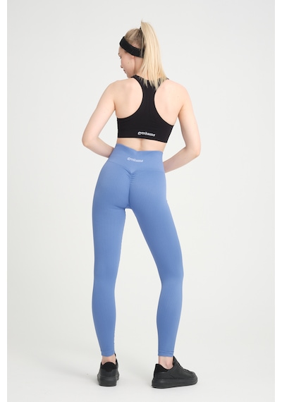 Gymhams Mavi Kalçası Büzgülü Premium Fitilli Ekstra Push Up Yüksek Bel E Mavi