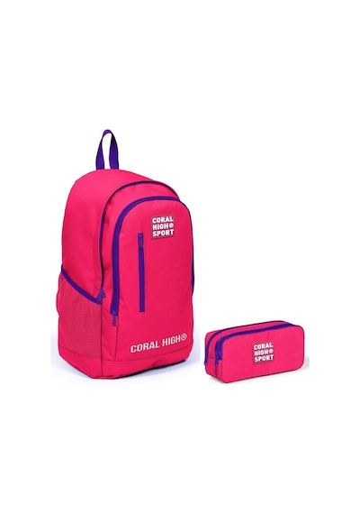 Coral High Sport Neon Mercan Okul Çantası ve Kalemlik Seti - Orta