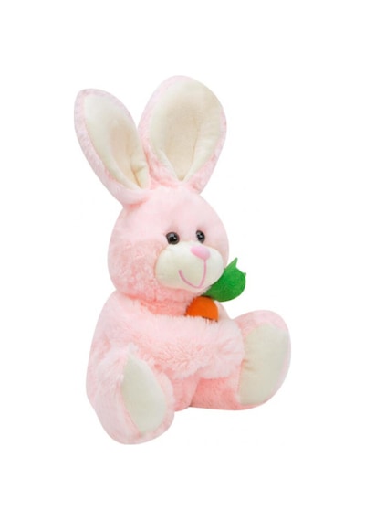 Sevimli Havuç Tutan Tavşan Peluş Oyuncak PEMBE