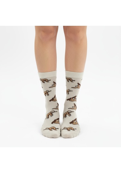 Gost Liria Sloth Socks Desenli Unisex Soket Çorap EKru