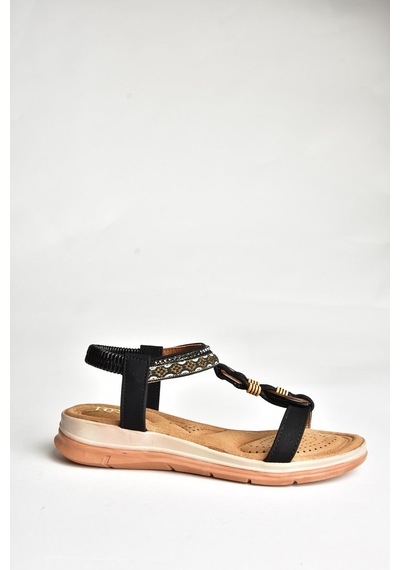 Fox Shoes U258616809 Siyah Kadın Sandalet Siyah-suni Deri Siyah