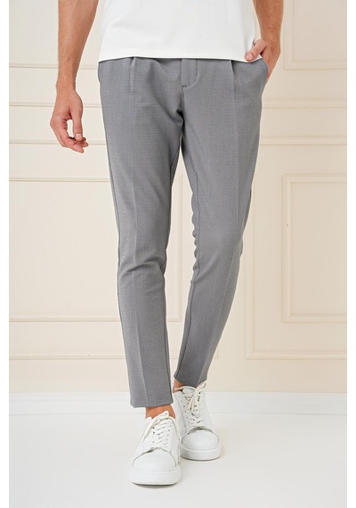 Efor Comfort Fit Gofre Kumaş Pileli Pamuk Casual Gri Pantolon P 1148 Gri