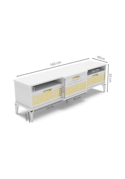 Tv Sehpası Tv Ünitesi 160 Cm Gold Beyaz Mistral 5072 Diğer