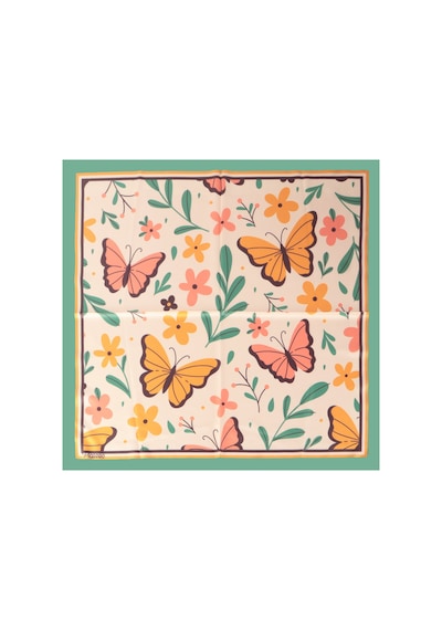 Inno 60x60 Cm Premium Saten Desenli Dikişli Fular Gümüş