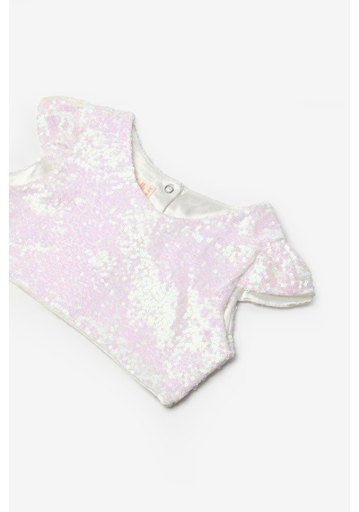 Le Mabelle Beyaz Pullu Kız Çocuk Crop Bluz Beyaz