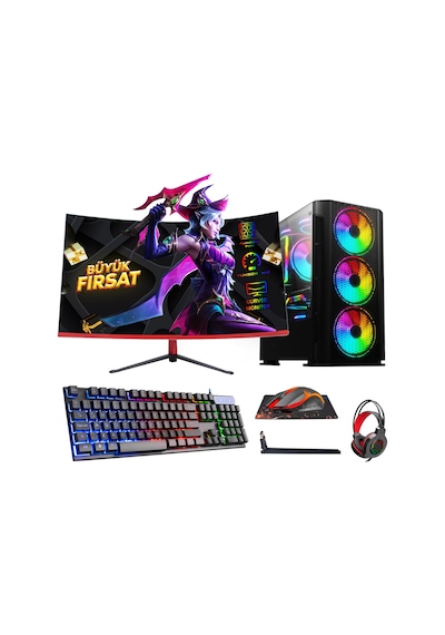 Ramtech BF Rog PLUS i5-9400F 16 GB 480 GB SSD 4 GB GTX750Ti 23.6" Dos Masaüstü Oyuncu Bilgisayarı