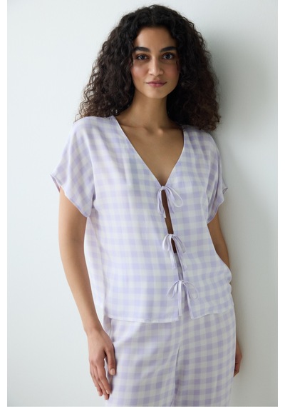 Penti Purple Gingham Pantolon Pijama Takımı LILA
